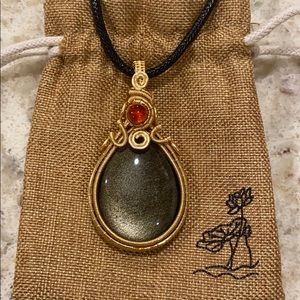 Handcrafted Jewelry: Gold Plated wiring Obsidian